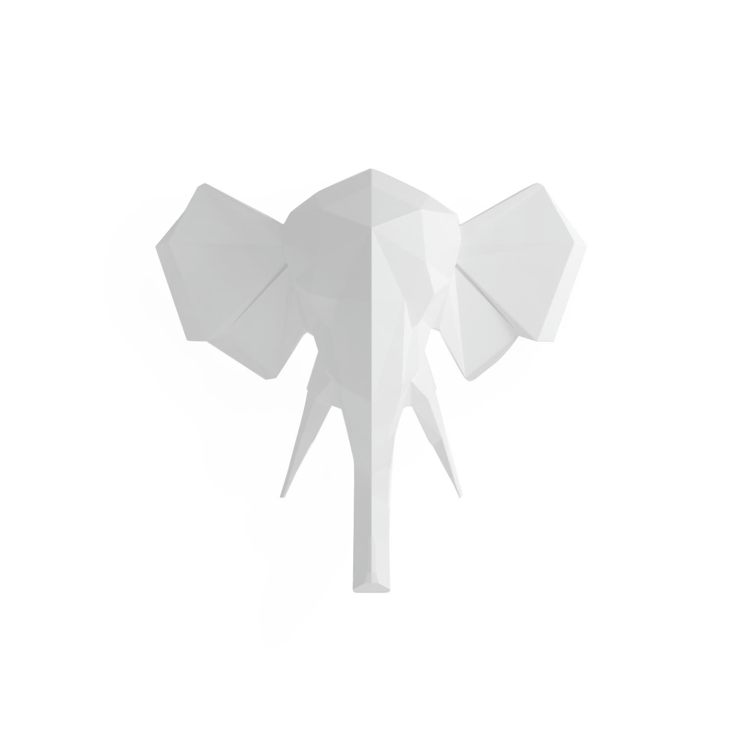 ELÉPHANT - Trophée décoratif mural éléphant blanc en polyrésine