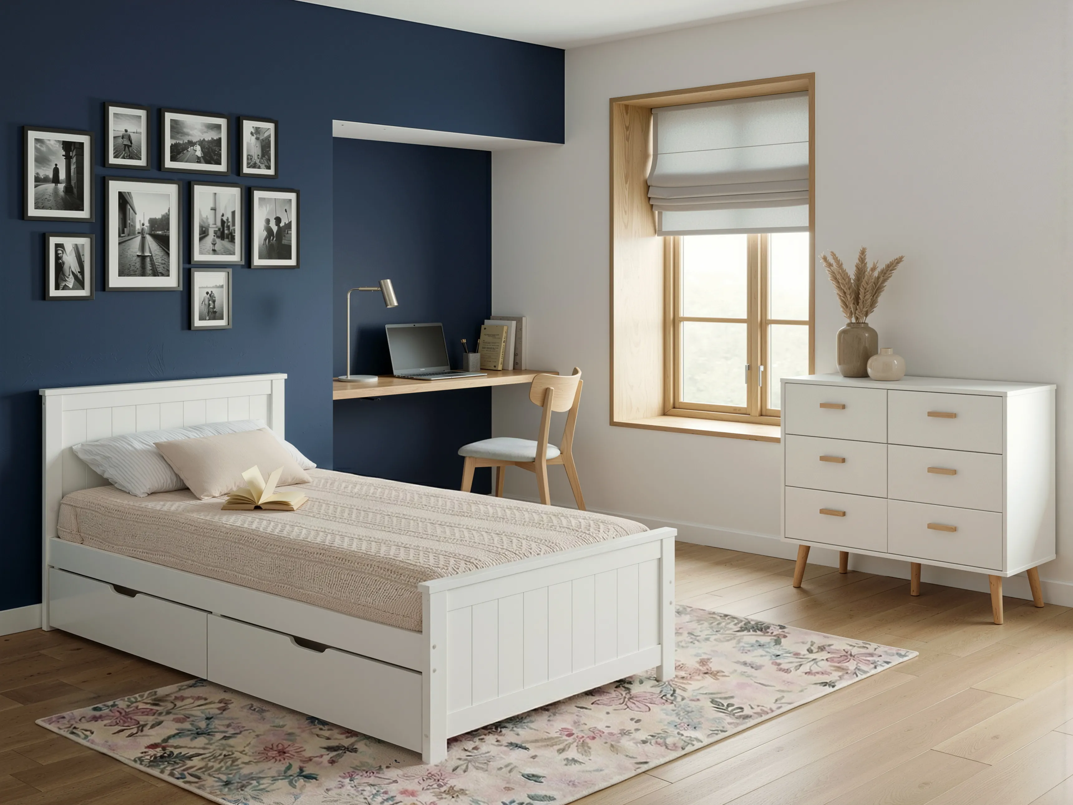 Bed with 2 Drawers Pine Wood SABRAN 90 x 200 cm (EU Single) White