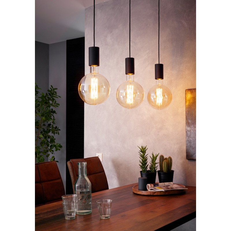 Suspension Pozueta noire 84 x 6,5 x 110 cm E27 3 x 40 W EGLO