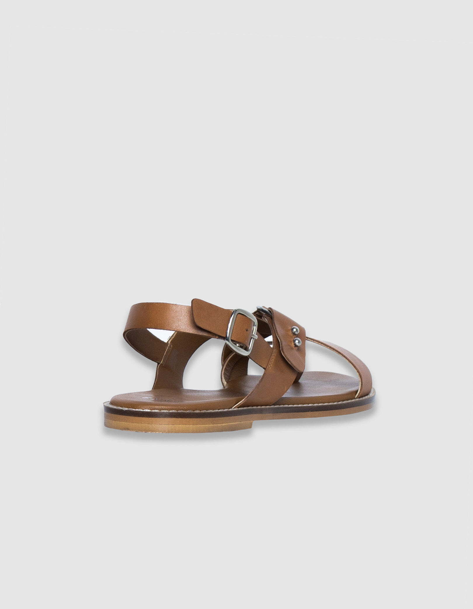 Sandales entredoigt plates camel cuir Femme