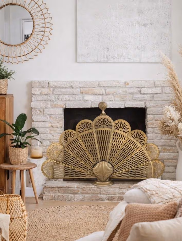 1950s Mid Century Hollywood1950s Vintage Mid Century Hollywood Shell Style Fireplace Screen Grate very good condition