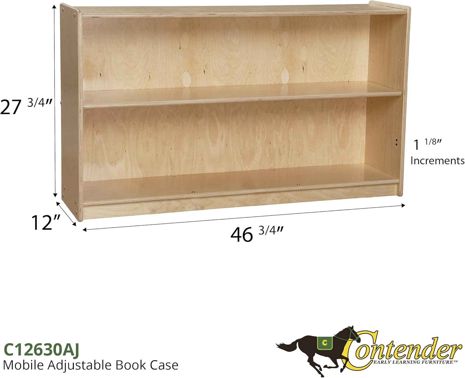 Contender 100% Birch Plywood Storage with Back, Adjustable Shelves, Perfect for Kids, Teacher, Classroom, Day Care, Home-School, Made in USA [Fully Assembled]