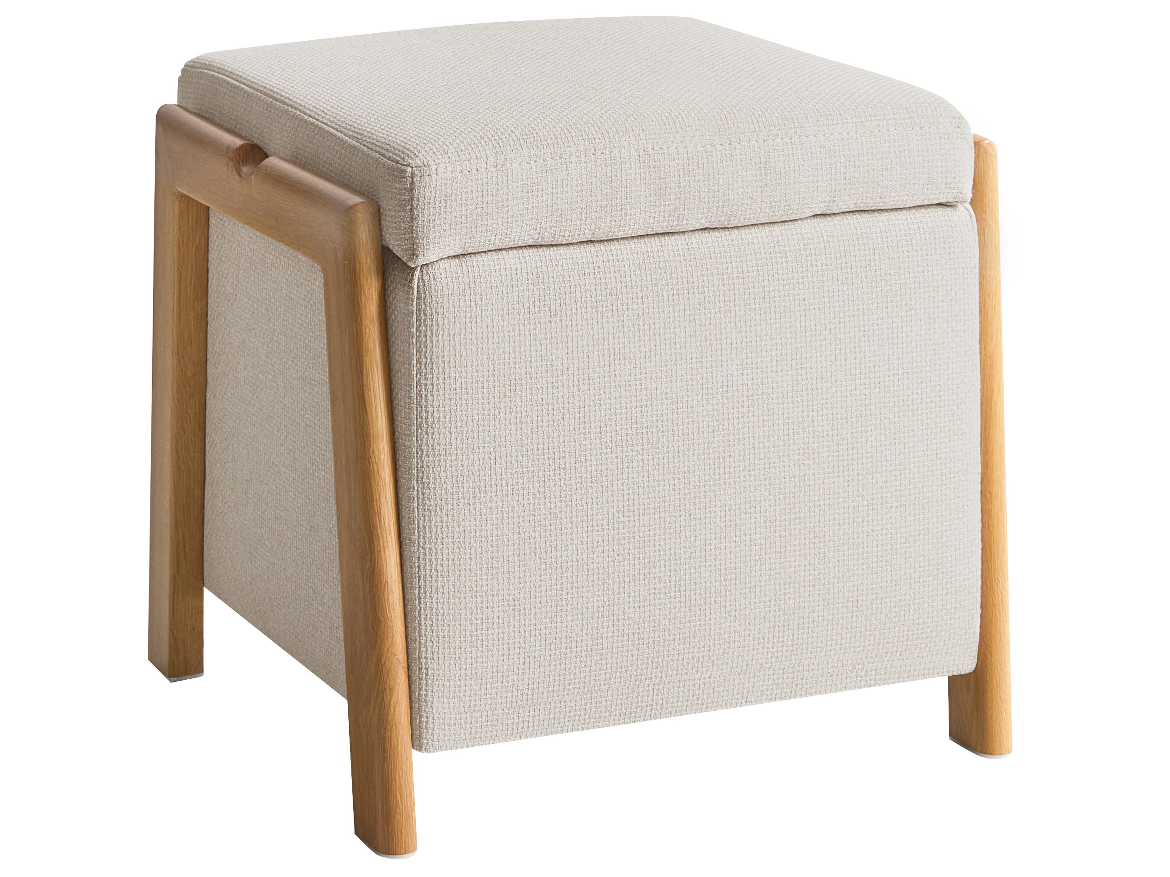 Storage Pouffe EDLAND Fabric 45 cm 43 cm Light Beige