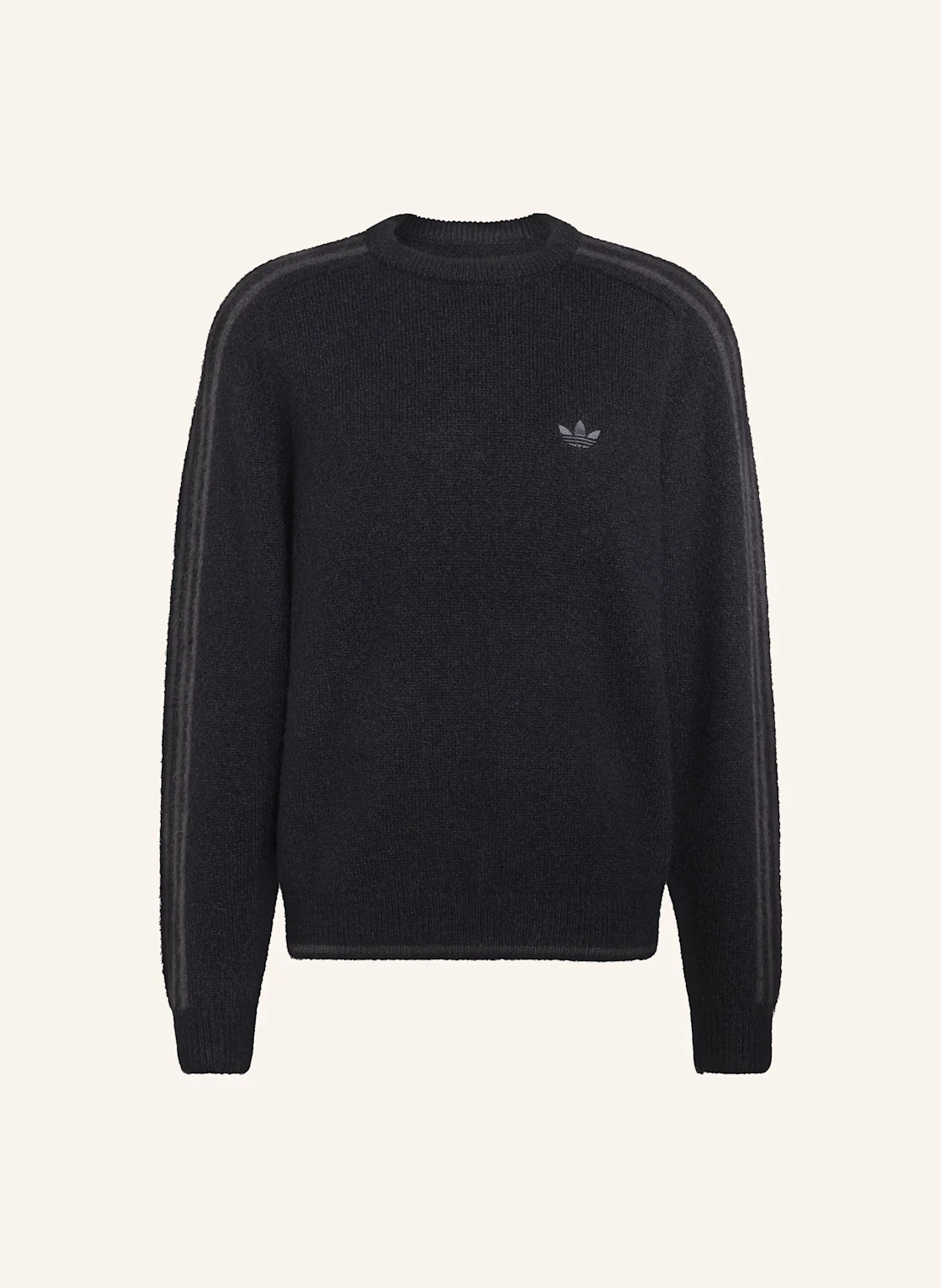 adidas Originals 3 STREIFEN SWEATSHIRT, FLUFFIGER STRICK, RUNDHALSAUSSCHNITT