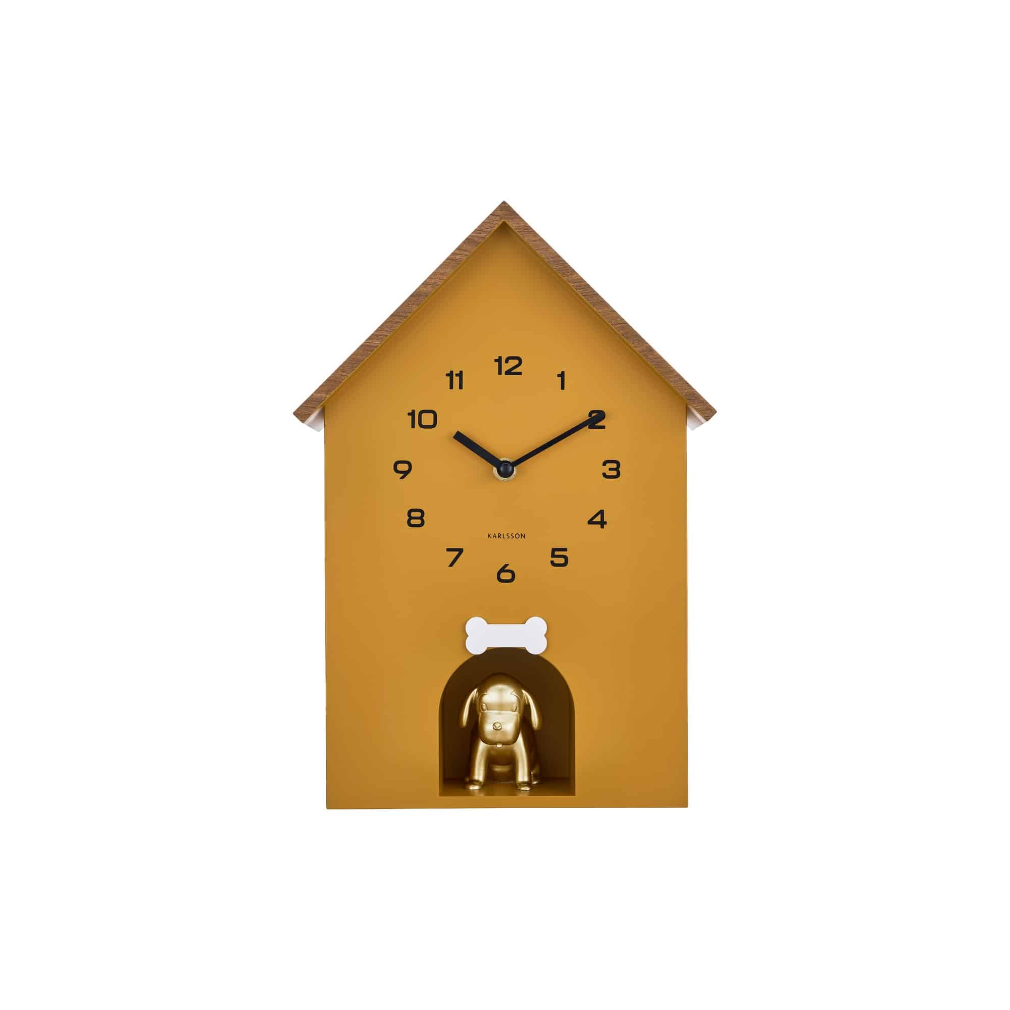 Karlsson wandklok Dog House - geel - 11.5x26.5x36.5cm