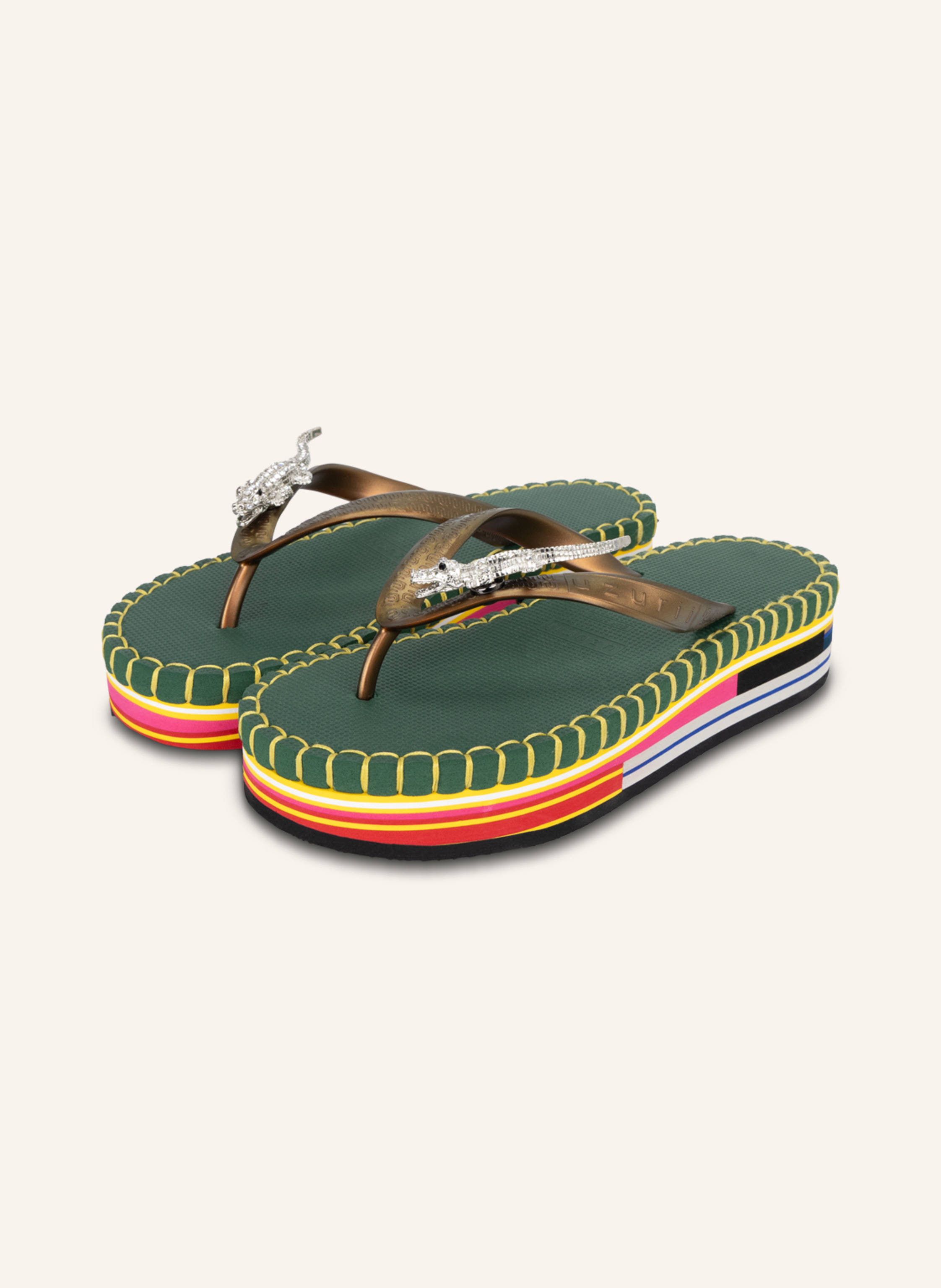 uzurii Flip Flop CROCODILE COLORFUL ARMY