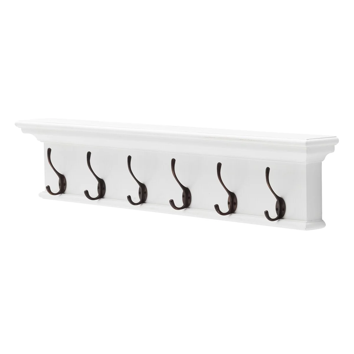 Traditional Classic White Wood Hanging Coat Rack - 39.37W x 3.94D x 7.87H