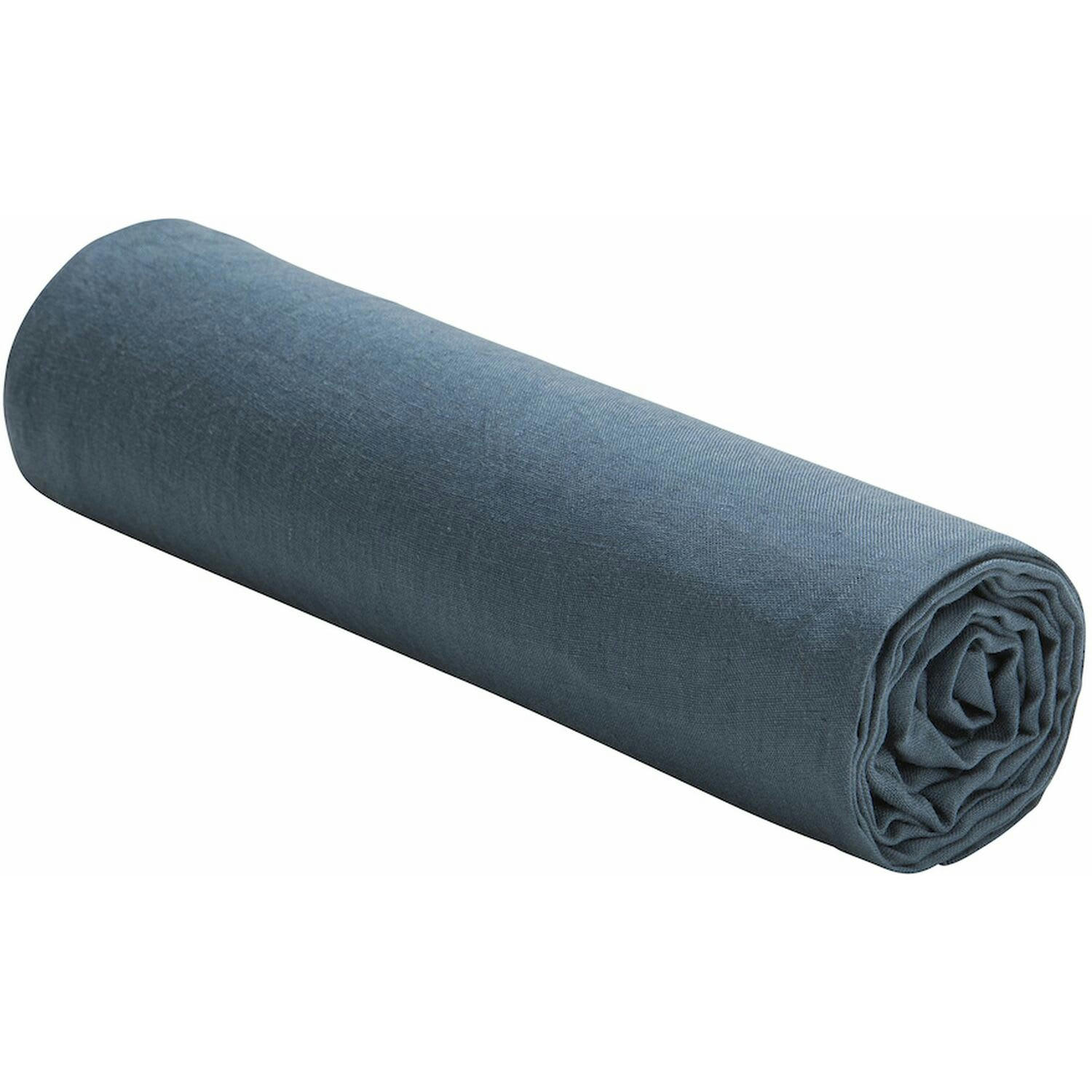 BLEU - Drap Housse lin lave bleu 200x200 cm