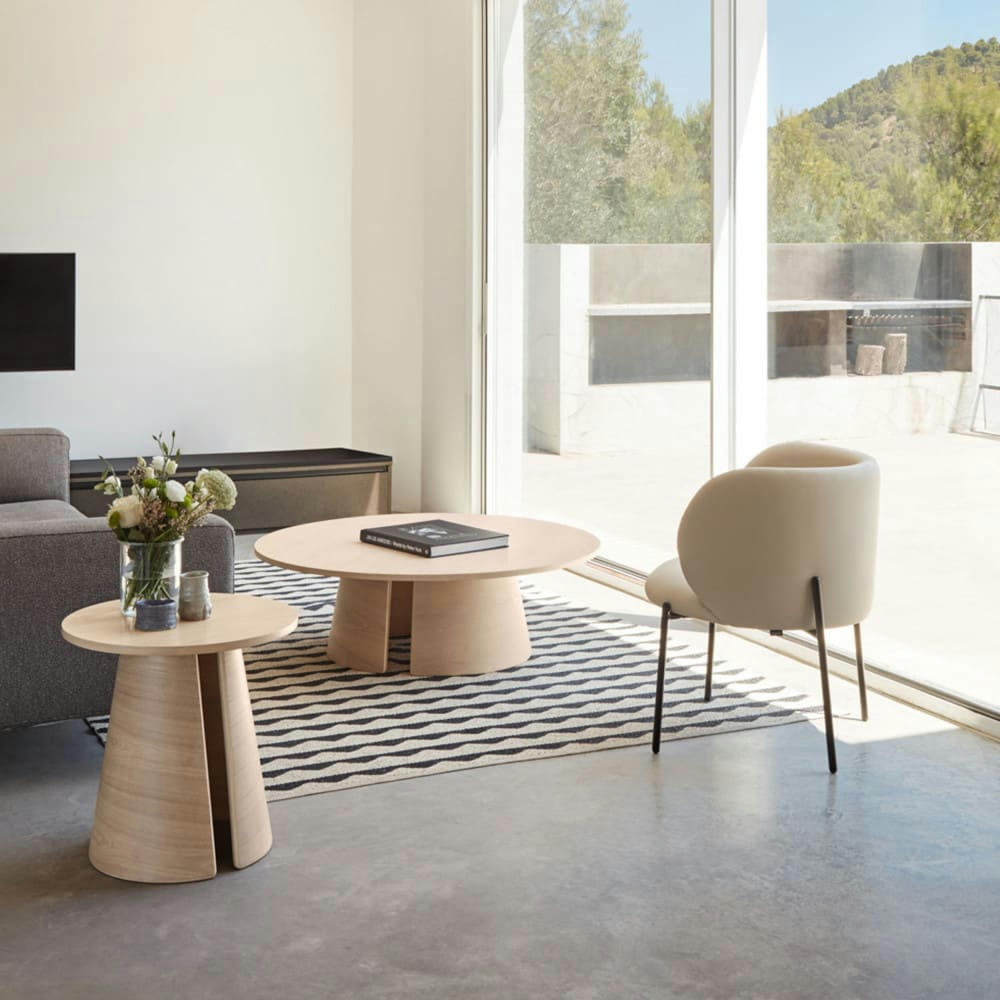 CEP - Table basse ronde en bois D110cm bois blanchi