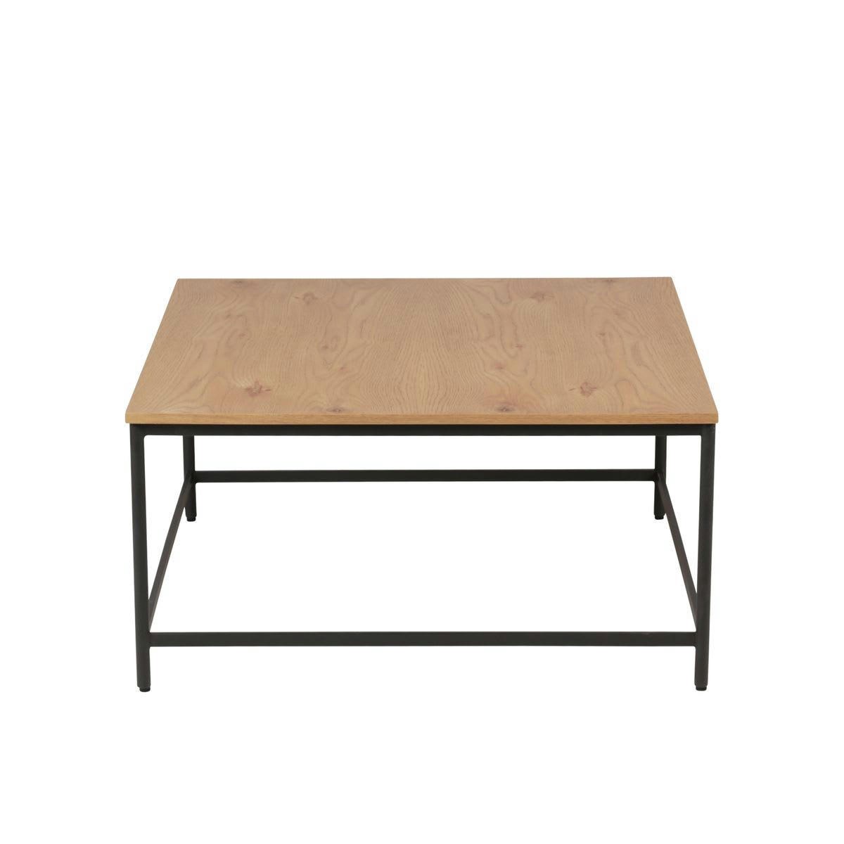 ALLURE - Table basse carrée bois et métal 80 cm