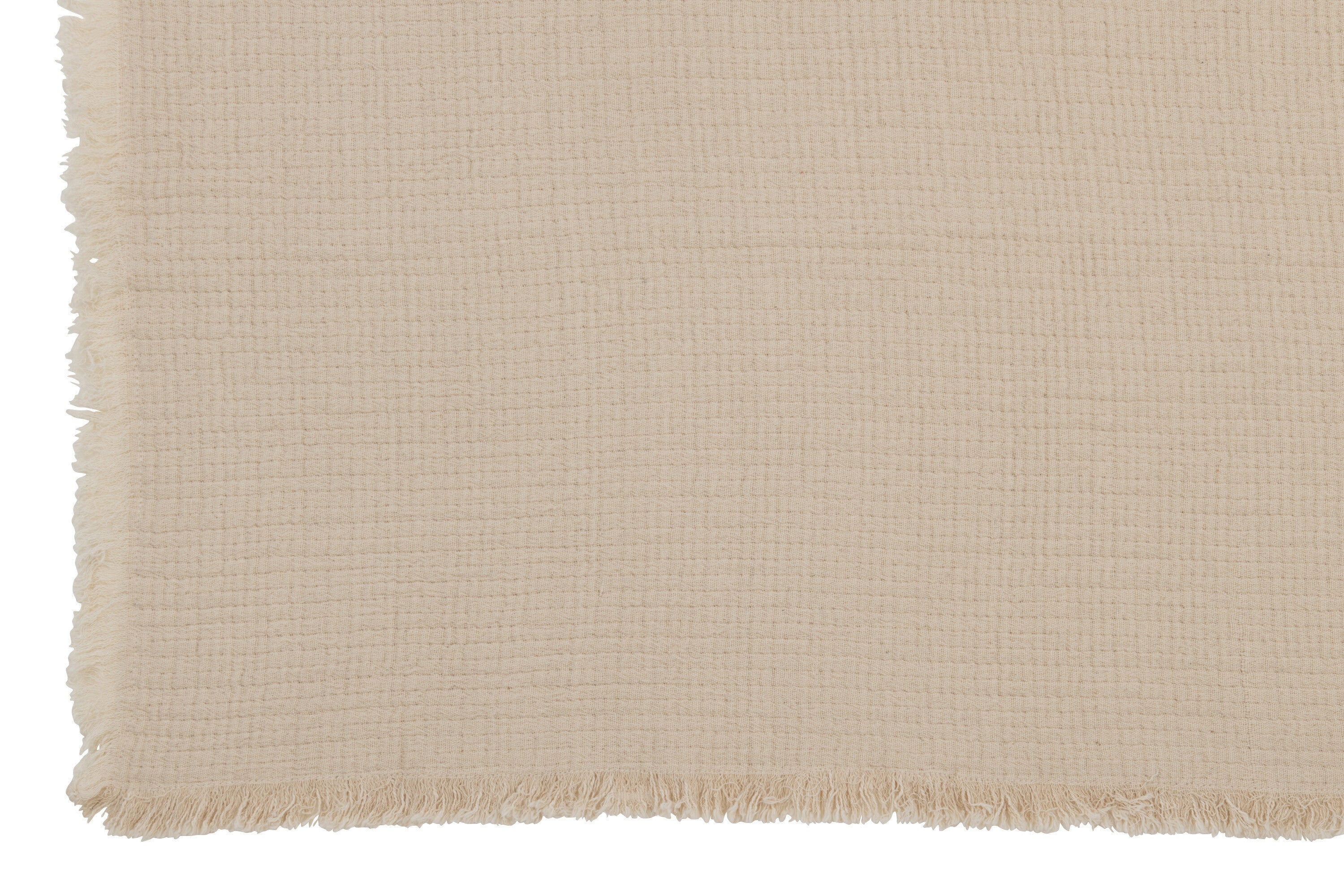 J-Line plaid Franjes Mousseline - katoen - lichtbeige - 130