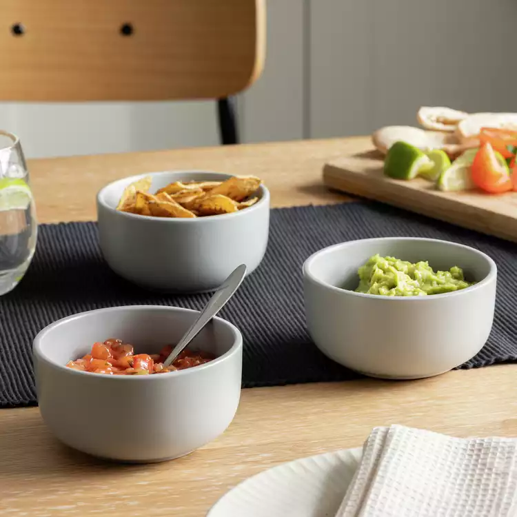 Habitat Matte Glaze 3 Piece Stoneware Nibble Bowls - Grey