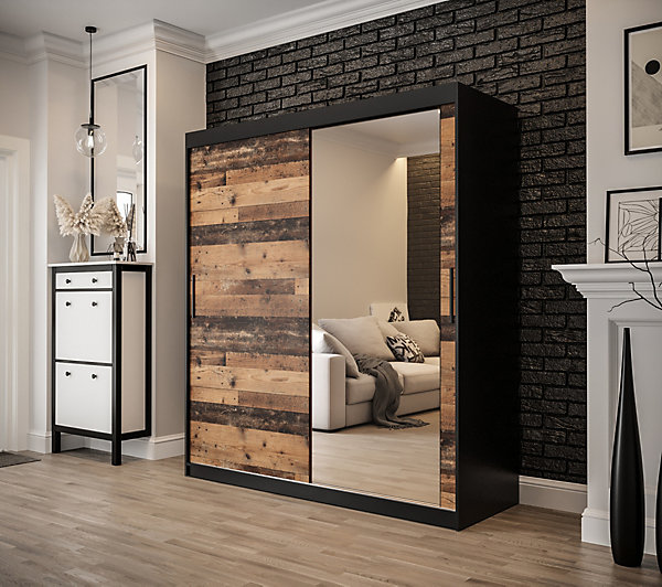 Armoire Old Style T2 a portes coulissantes H. 200 x L. 180 x P. 62 2 portes