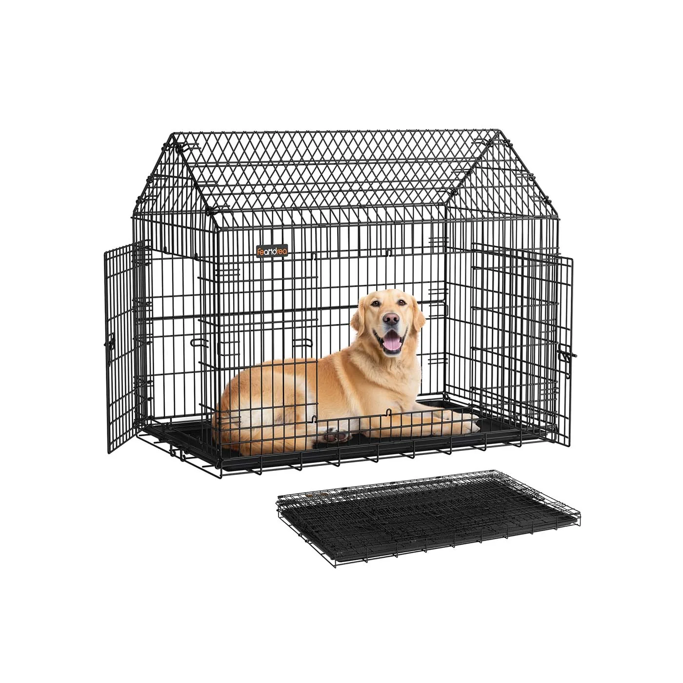 Cage pour chien pliable avec double porte facile à transporter