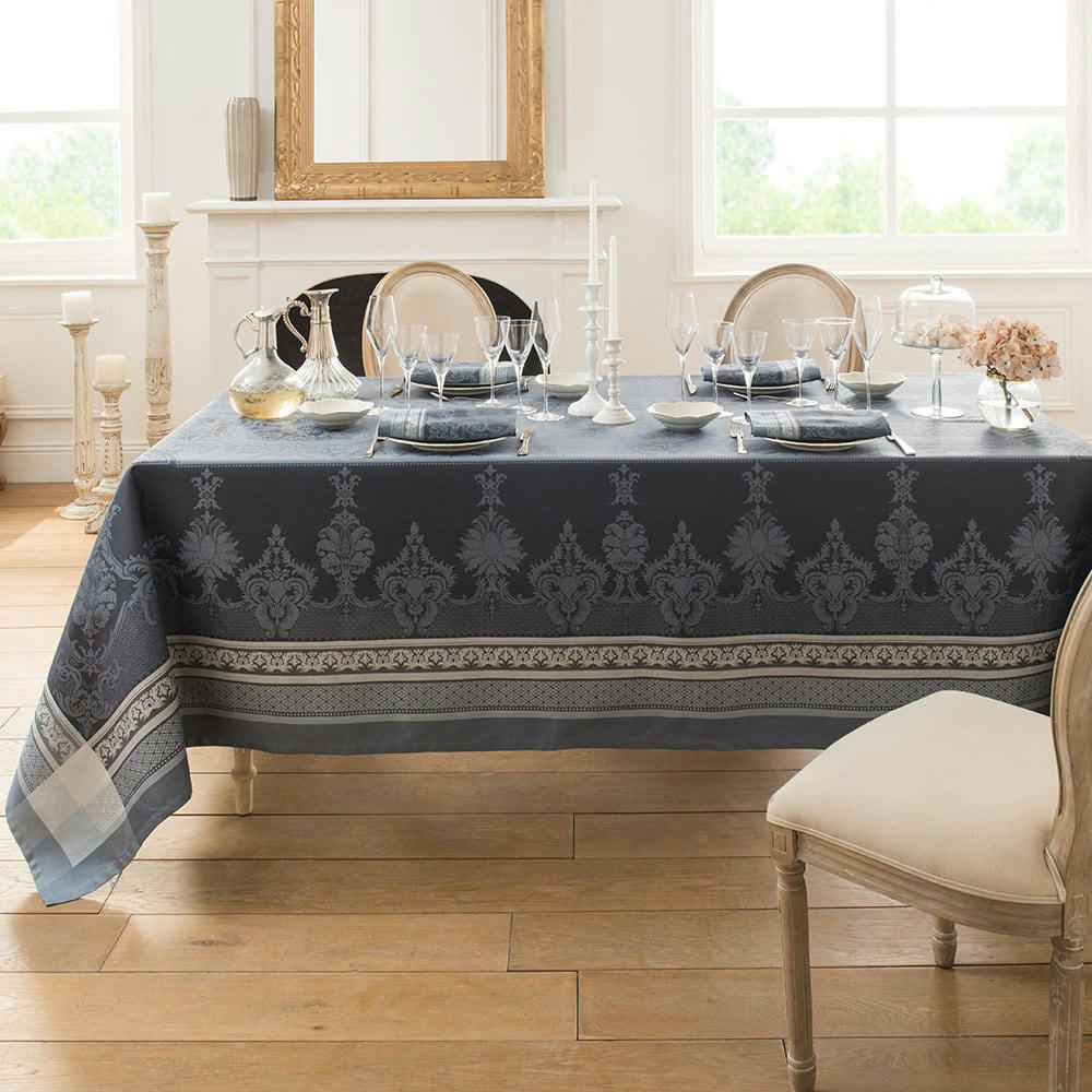 FONTAINEBLEAU GRIS - Nappe carrée antitache déperlant pur coton gris 174x174 cm