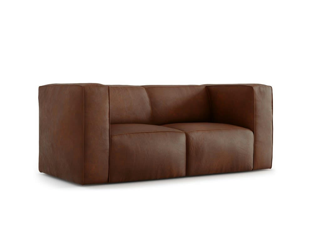 MUSE - Canapé 2 places en cuir cognac