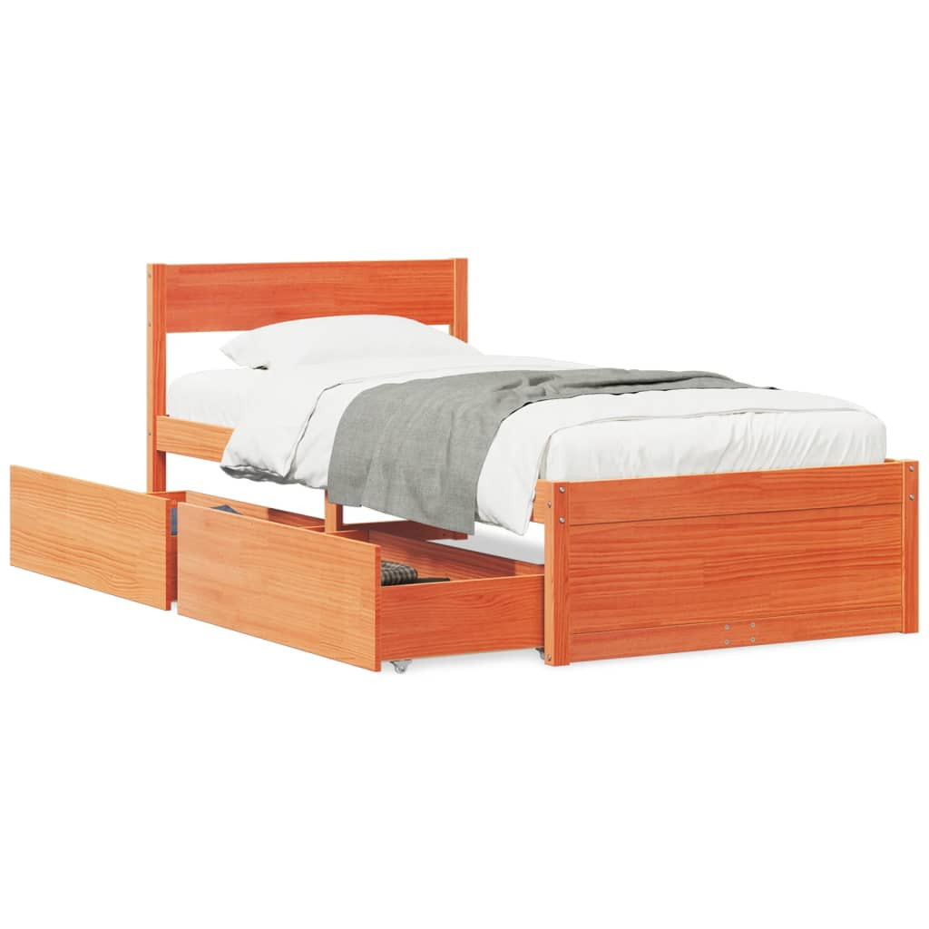 Łóżko Drewniane Rama Łóżka Sofa Brązowe Do Sypialni Pokoju 75x190 cm