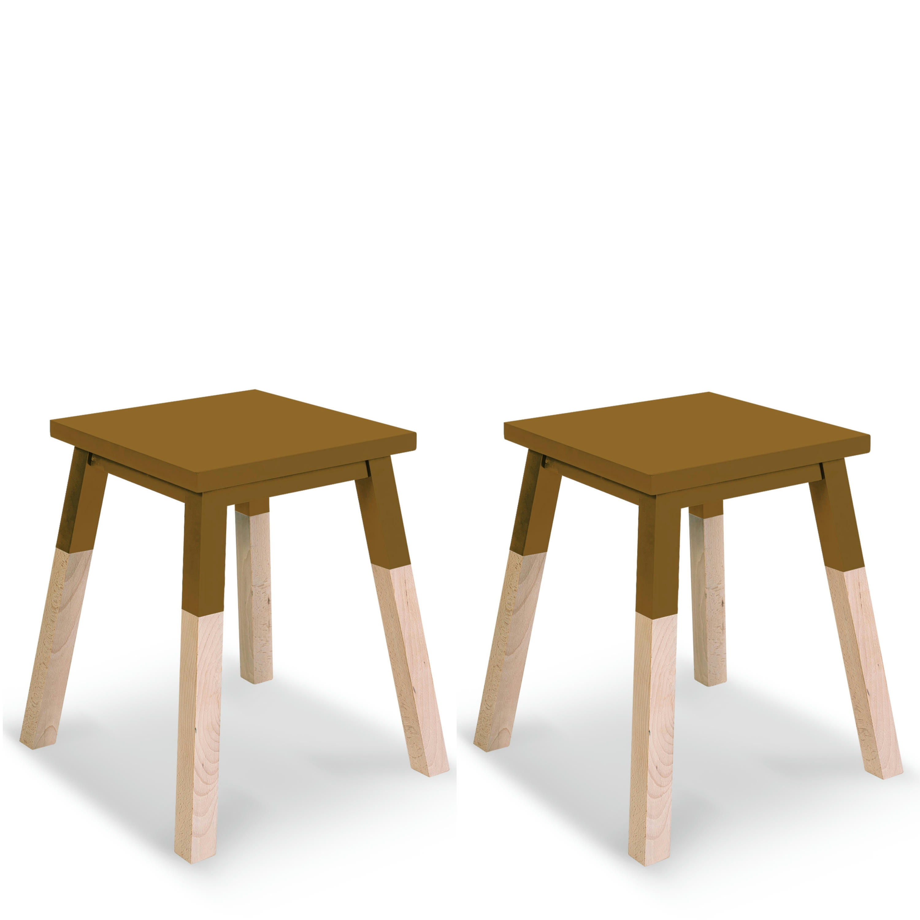 EGEE - 2 tabourets laqués en frêne, assise 35 cm