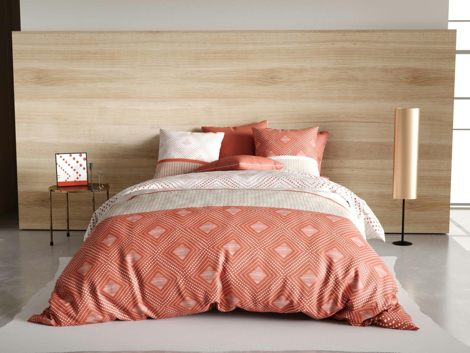 KAYLE - Parure housse de couette coton rouge 140x200 cm