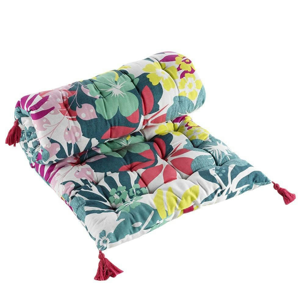 HAWAÏ - Matelas de sol + pompons coton 60x120cm