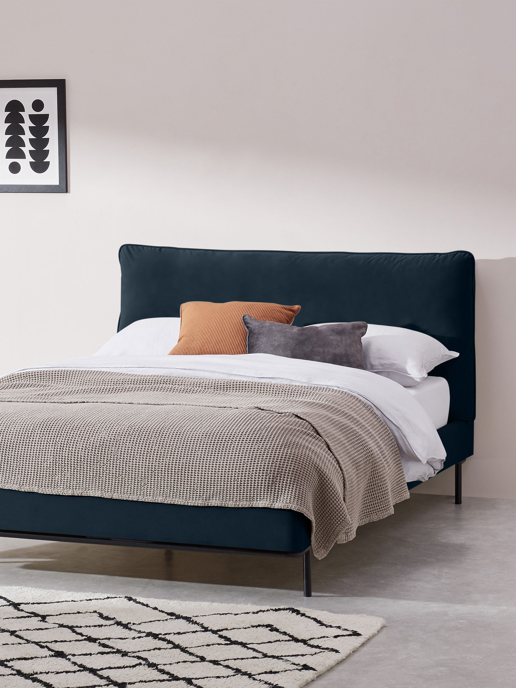 Harlow Bed in Navy Velvet