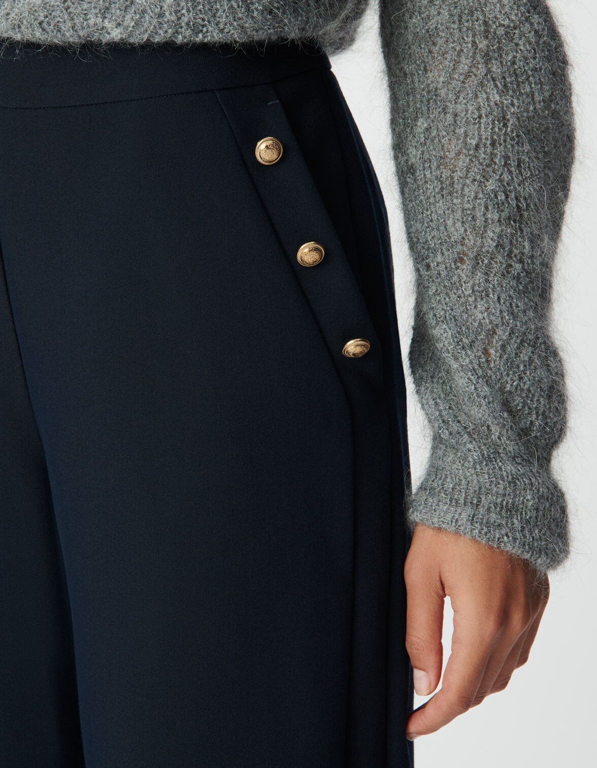 Pantalon droit marine flanelle Femme
