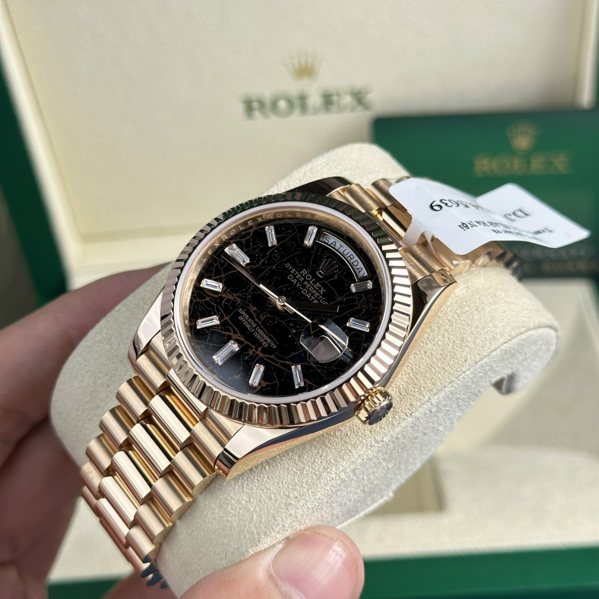 Rolex Day-Date 228235 RG Plated Eisenkiesel Dial CZ Diamonds 40mm Super Clone