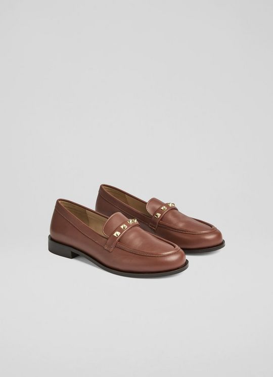 Stellar Brown Leather Loafers
