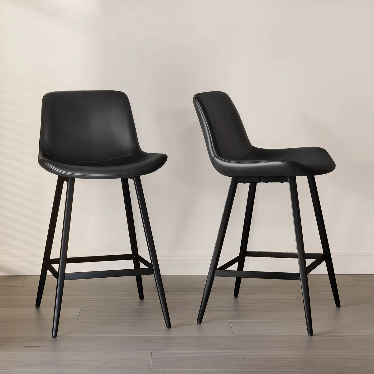 LUE BONA Modern Industrial Counter Stools Faux Leather Upholstered Counter Height Bar tools with Back