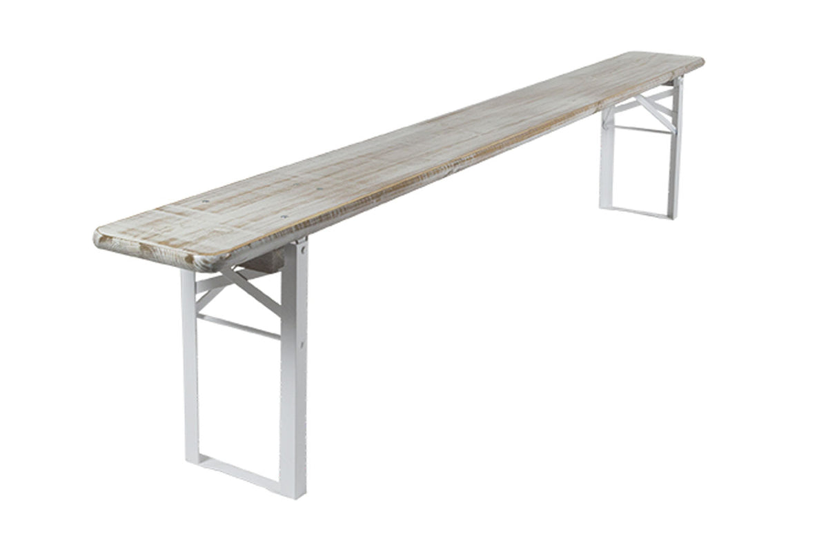 MaximaVida inklapbare picknickbank Berlijn 200 x 25 cm whitewash - FSC hout