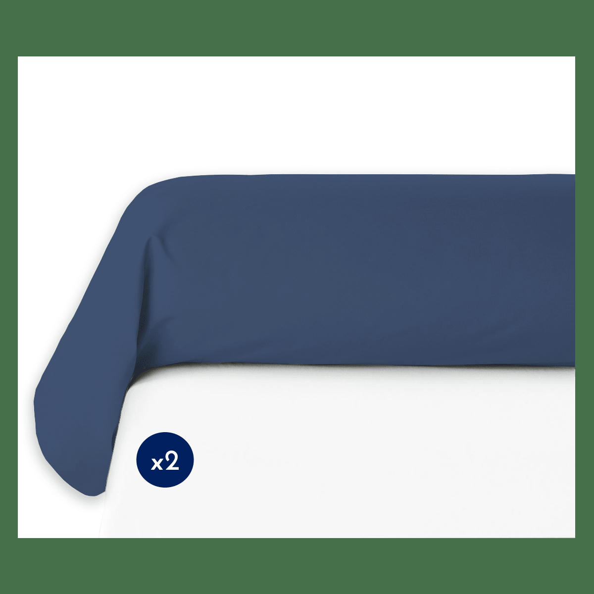 - Lot de 2 taies de traversin 100% coton - Bleu - 85x185 cm