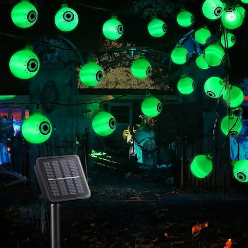 NNETM Spooky Solar Spectacles: Green Eyeball Halloween Lights