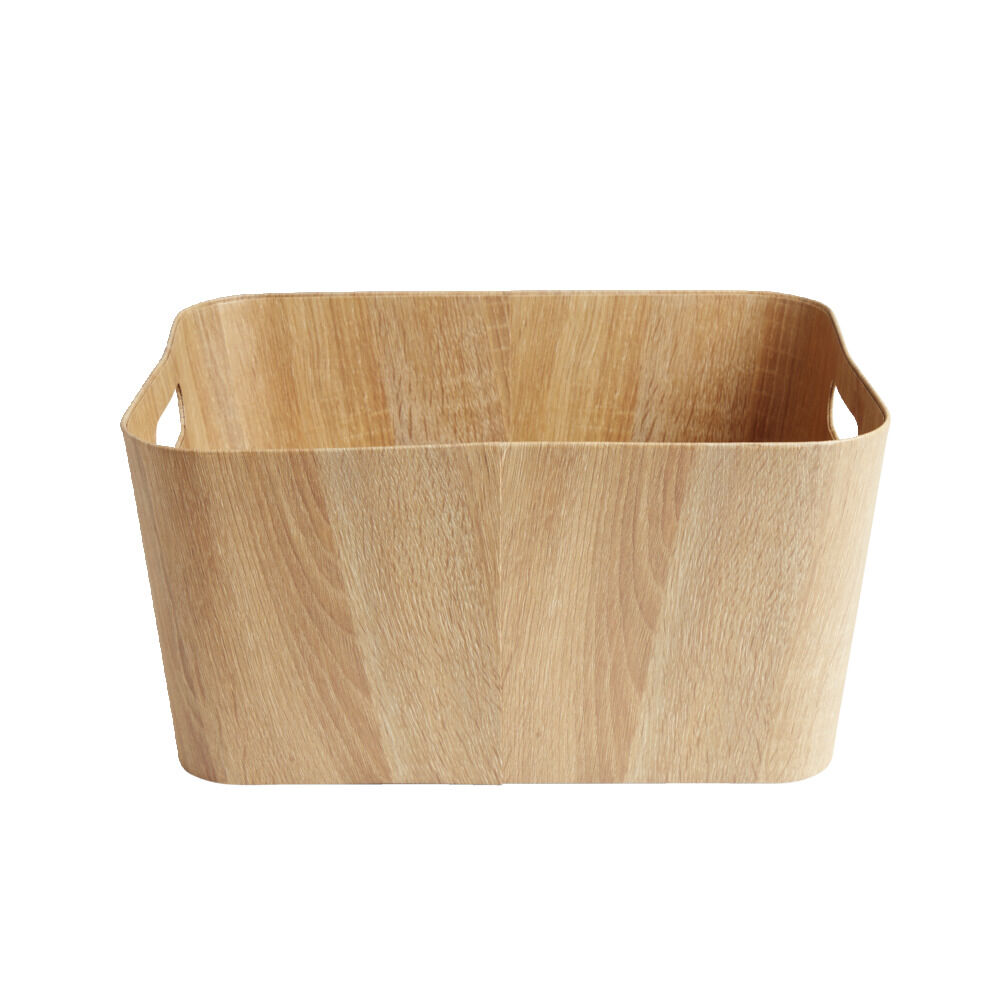 Panière carton et papier imitation bois 40x30xH20cm