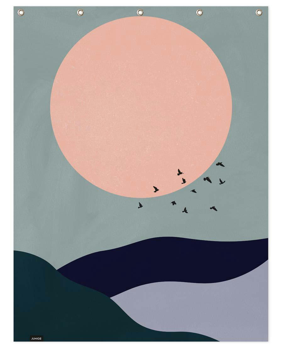 TIDAL - Rideau de douche en polyester en gris & rose 150x200