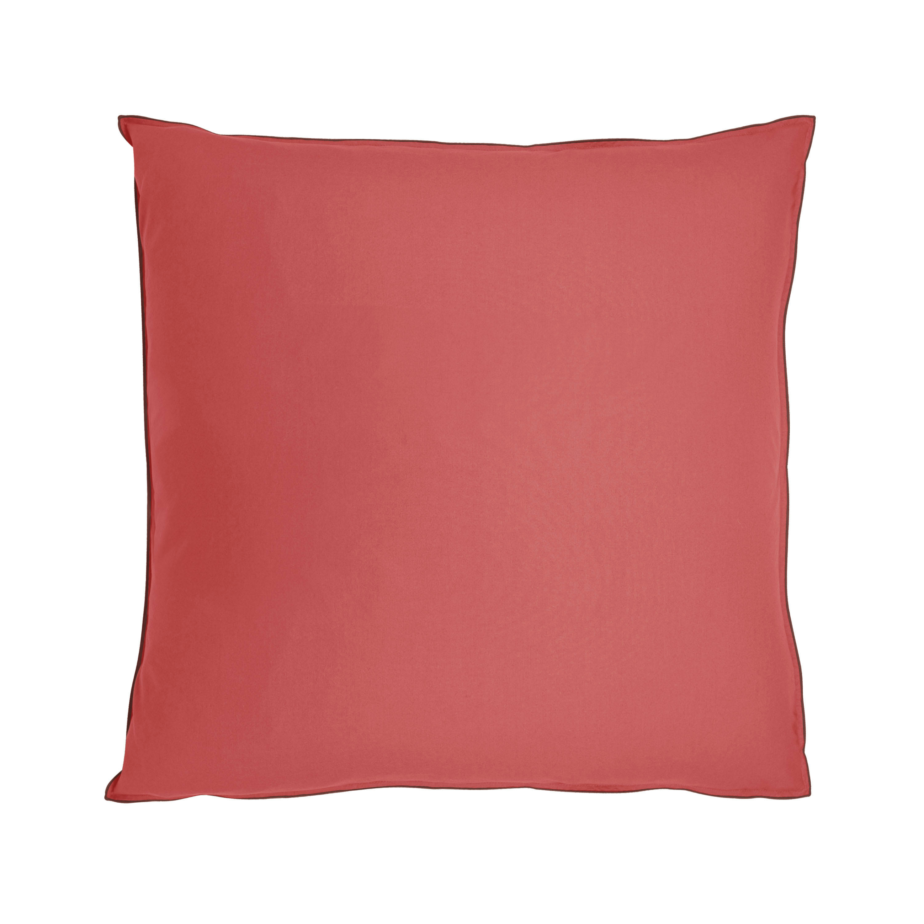 DOUCEUR LAVÉE - Taie d'oreiller bicolore en percale de coton lavé 65x65 cm Rose