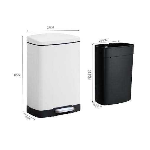 SOGA 4-Pack 12L White Stainless Steel Foot Pedal Trash Bin
