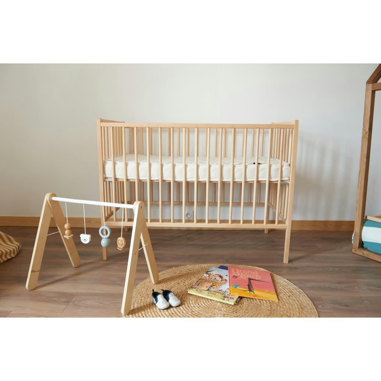 RÉMI - Lit réglable en hauteur en hêtre massif naturel 70x140