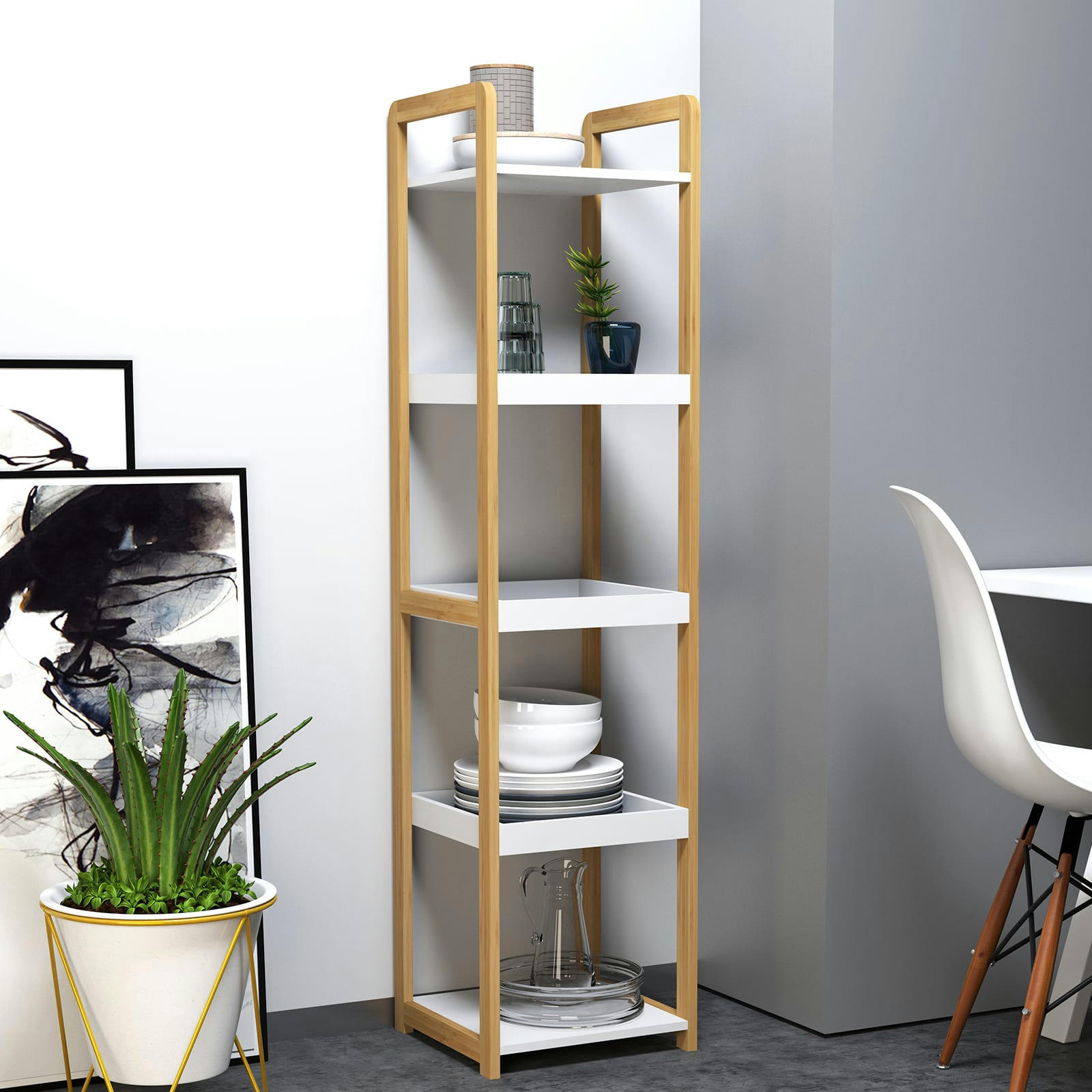 - Etagère en bambou paniers avec étagères