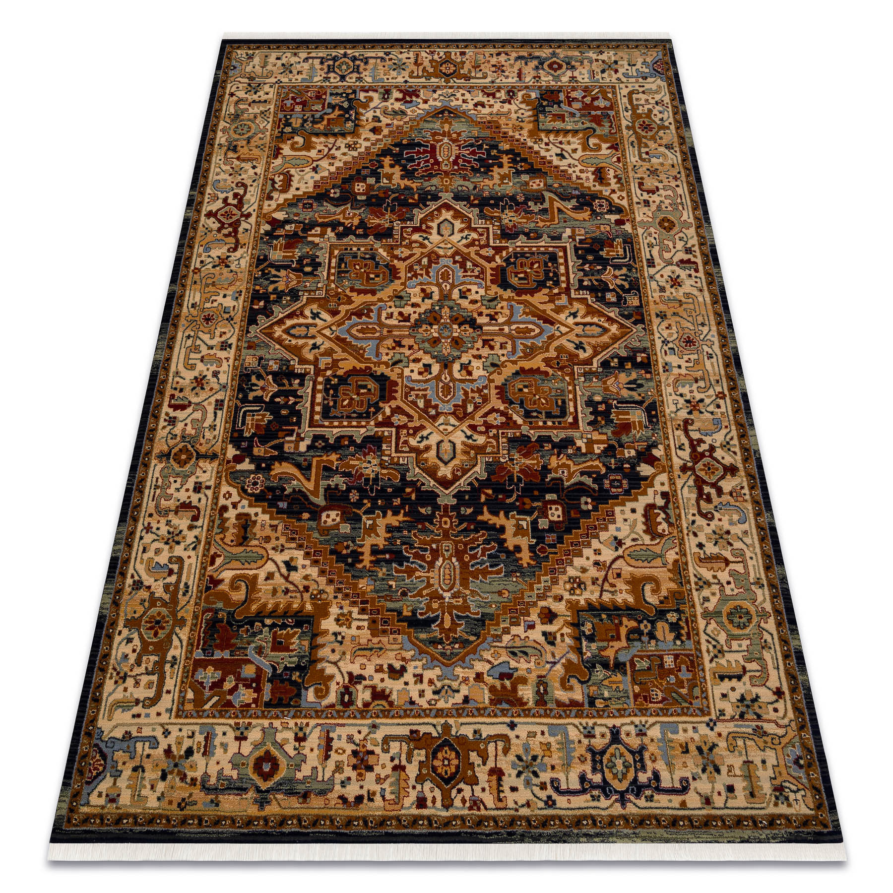 Dywan wełniany KESHAN Frędzle, Ornament, ramka orientalny 80x145 cm