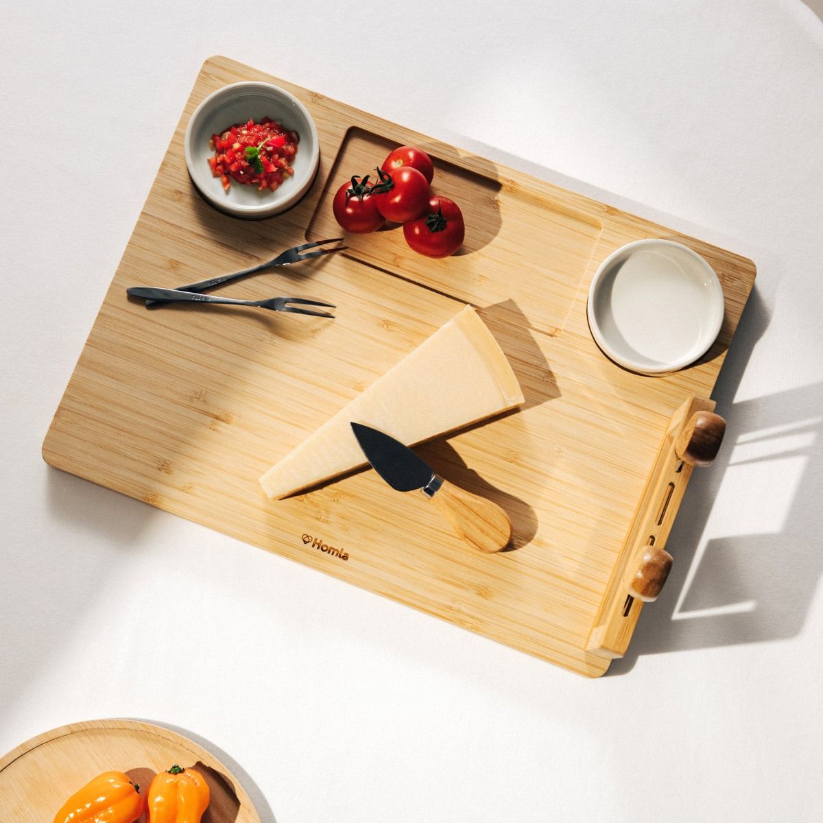 Deska RUMI do serwowania z miseczkami i widelczykami 37x28 cm