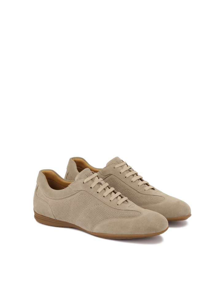 Suede casual style shoes with perforations
