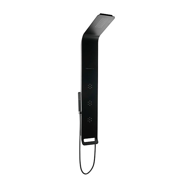 Anima Colonne de douche murale en aluminium avec mitigeur 4 fonctions, cascade et jets massants, noir (ALUSHOWERC)