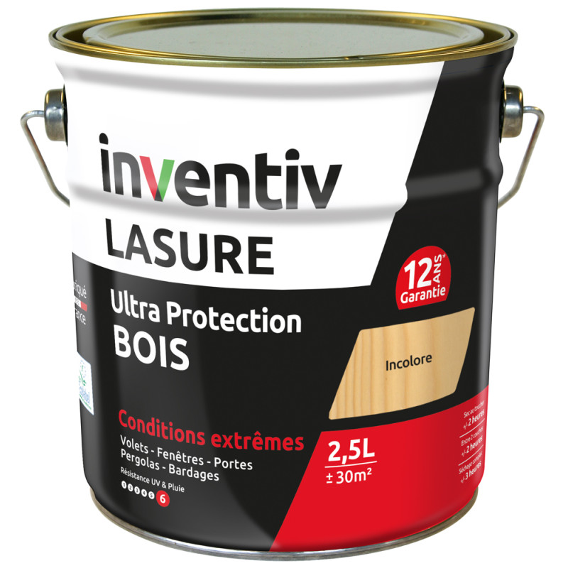 Lasure pour bois Ultra Protection incolore 2,5 L INVENTIV