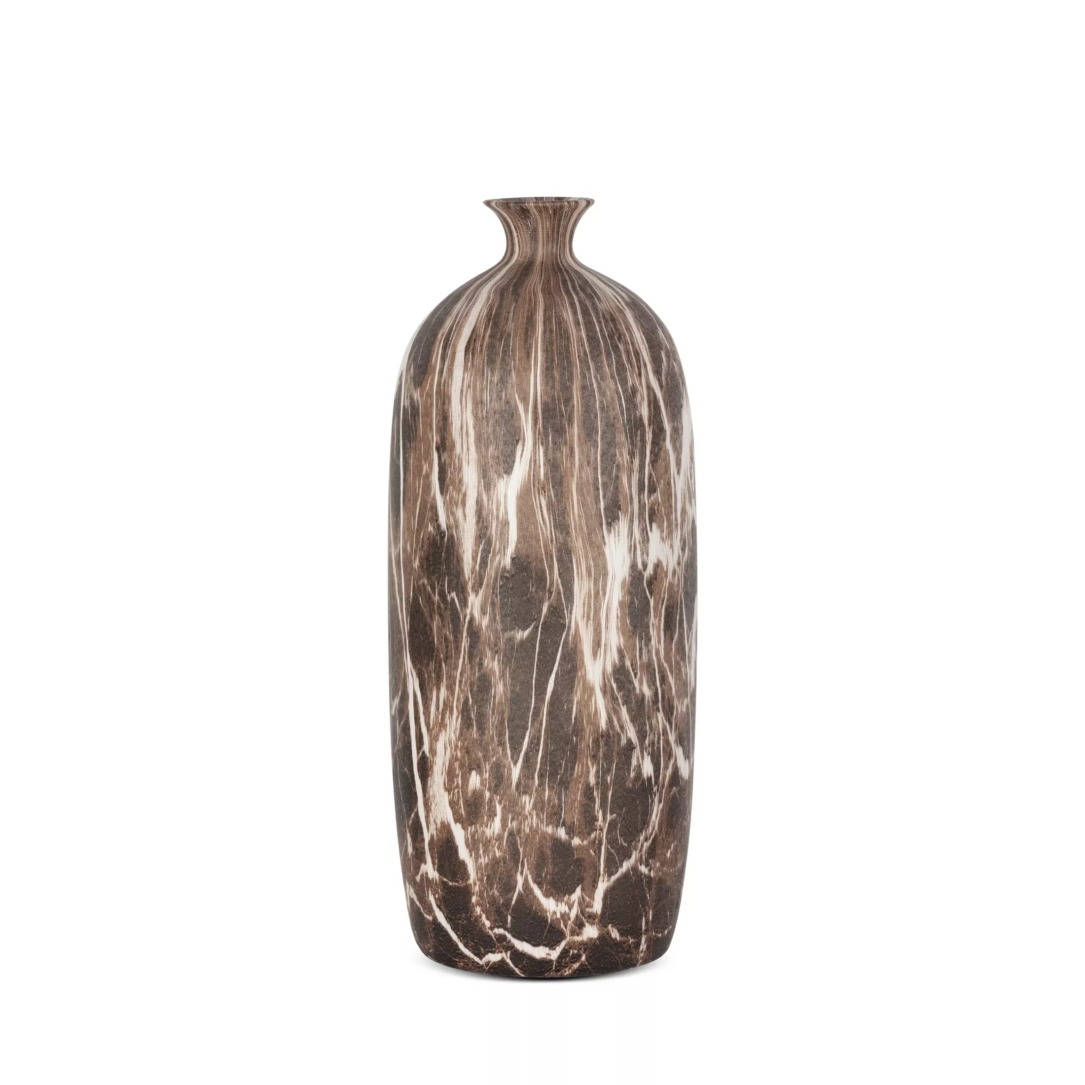 Wazon brązowy o marmurowej strukturze średnica 13x42 cm MARIKA