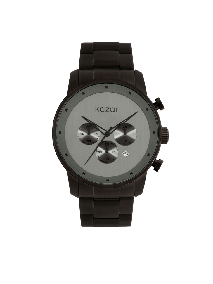 Watch with a dial in a brushed metal pattern