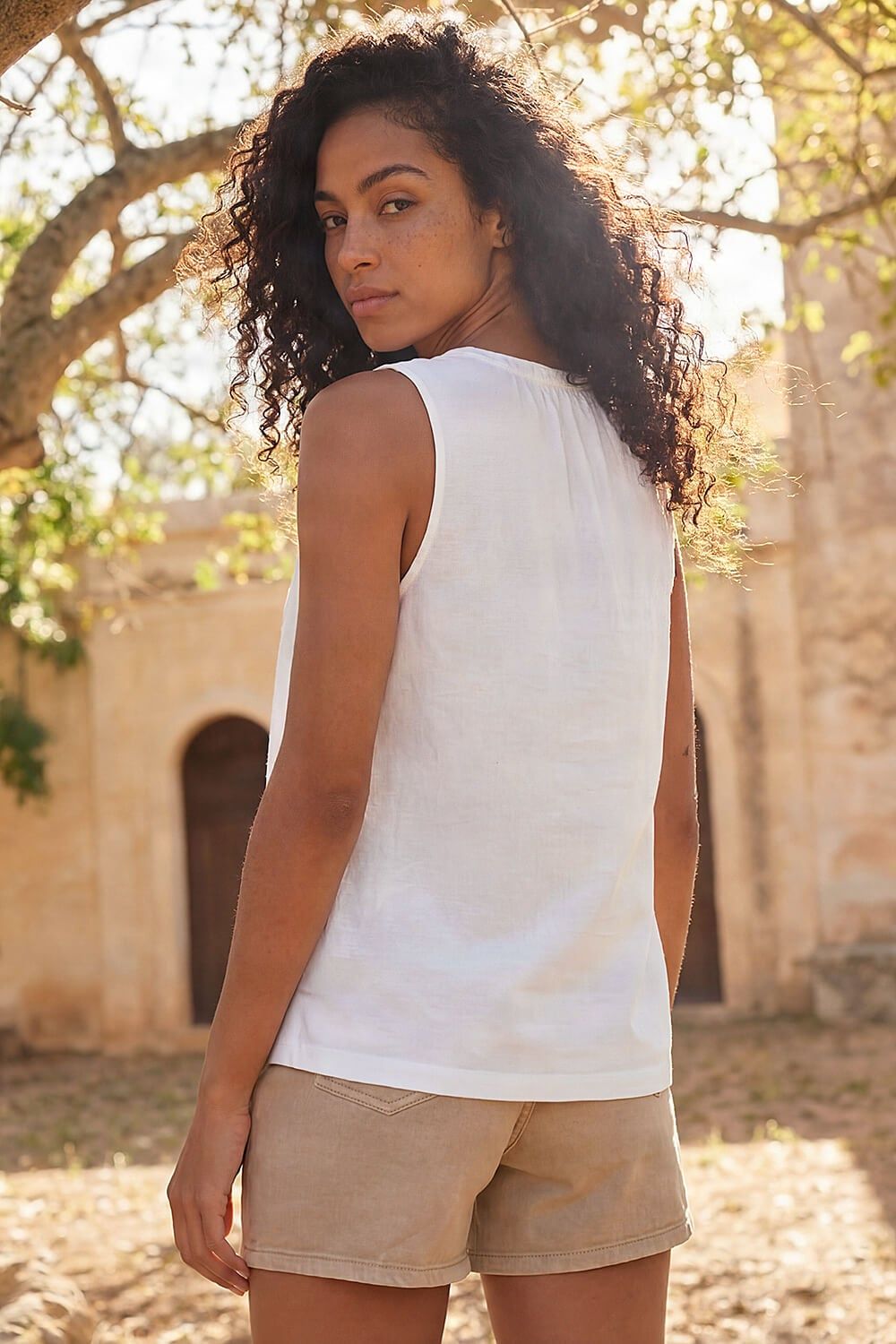 Roman Cotton Broderie Hem Top