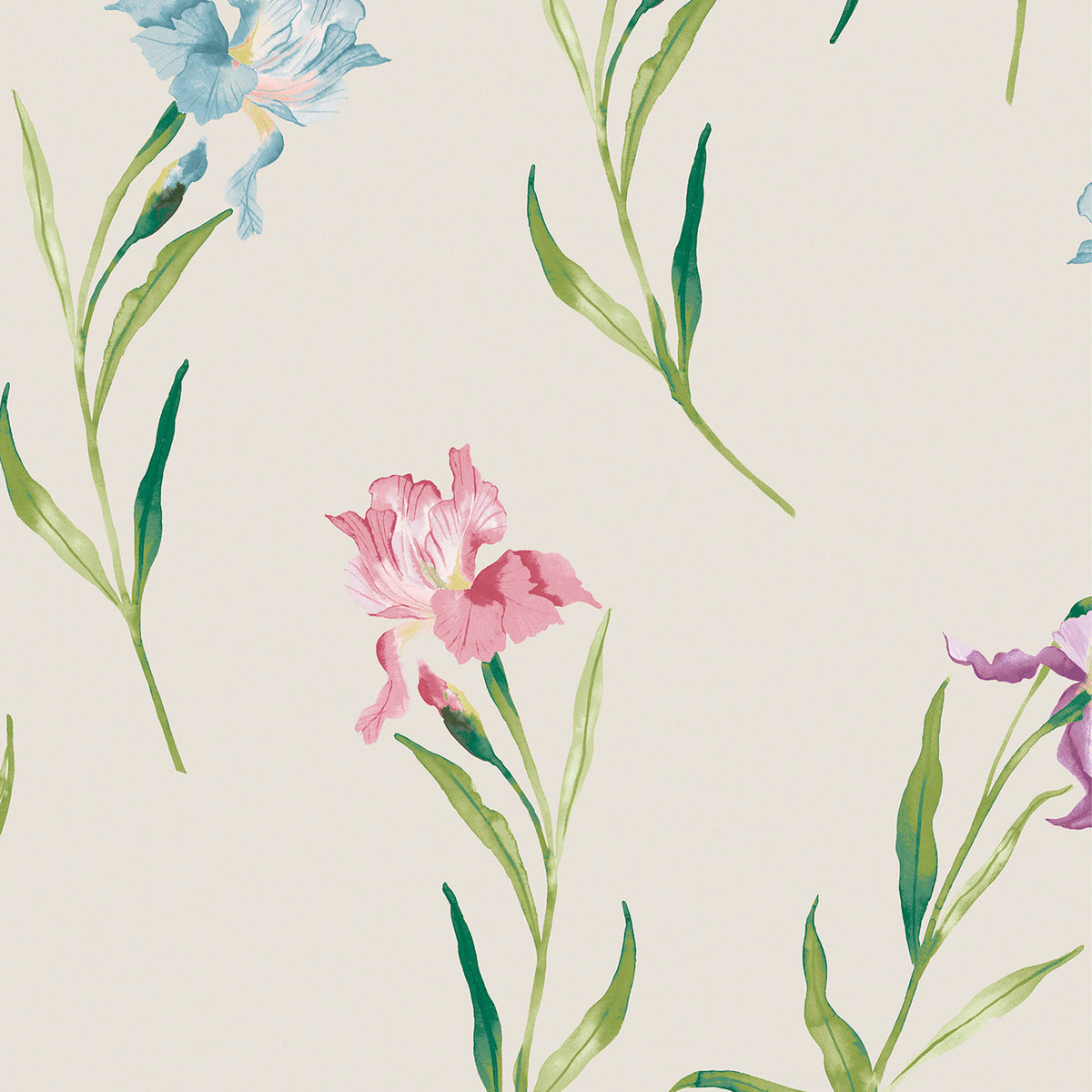 Laura Ashley Vliesbehang - Hawling Irises Naturel 10mx52cm