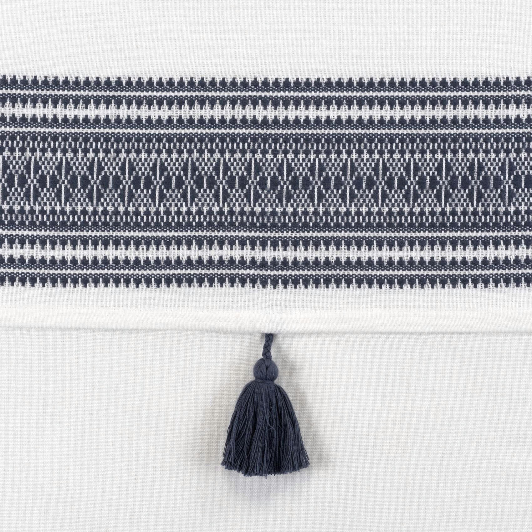 - Rideau brodé à pompons amaya coton bleu 140x240 cm