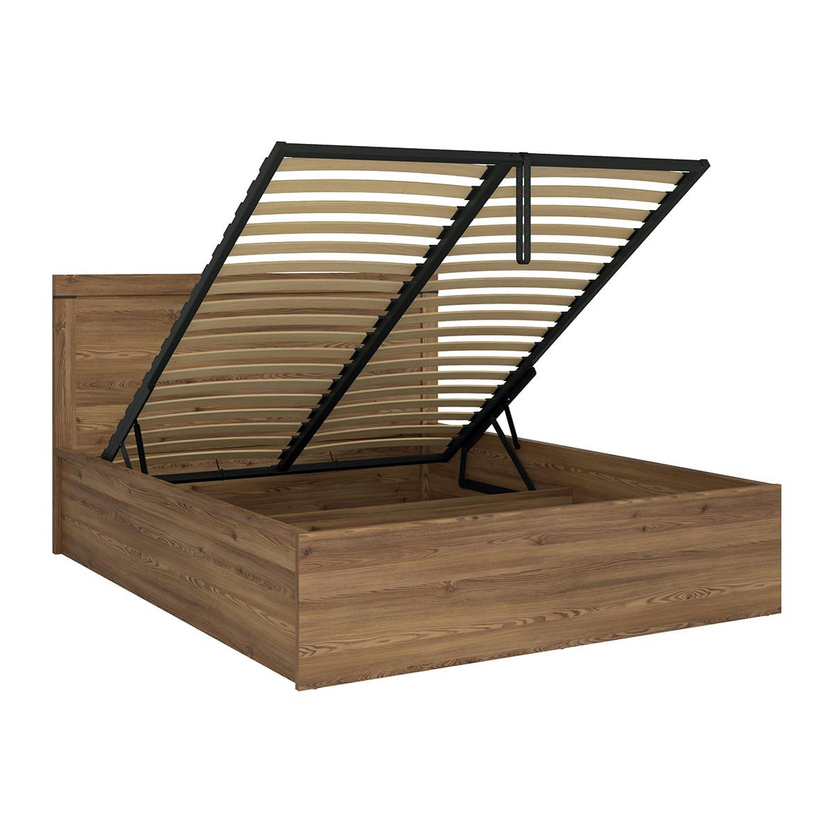 - Lit coffre 160x200 sommier inclus panneaux agglomérés naturel