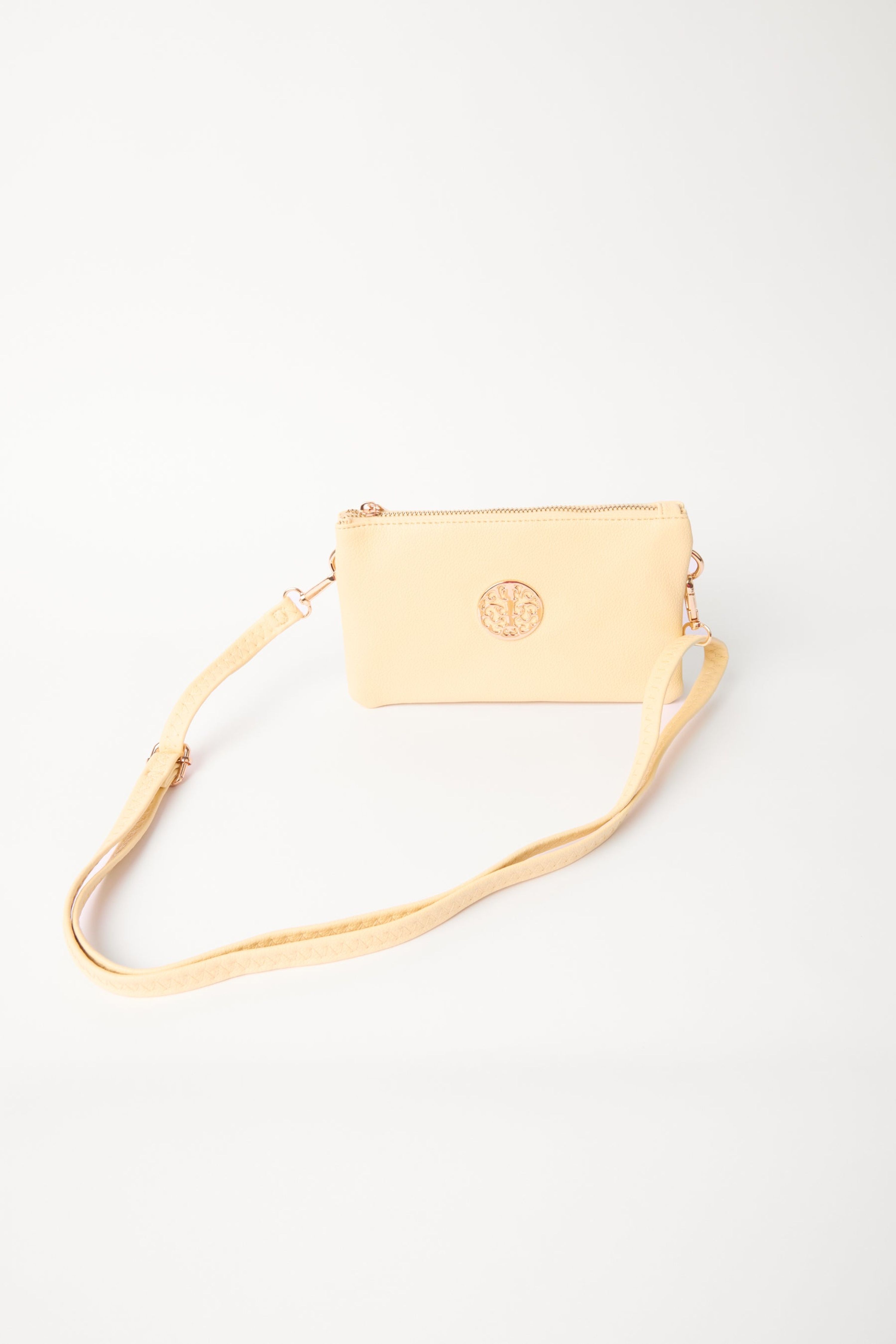 Blue Vanilla Detailed Zip Up Purse With Detachable Strap